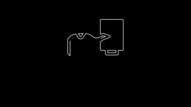 White line Museum guide icon isolated on black background. 4K Video motion graphic animation.