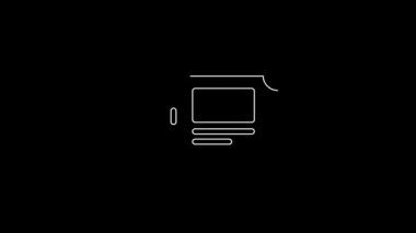 White line Museum ticket icon isolated on black background. History museum ticket coupon event admit exhibition excursion. 4K Video motion graphic animation.