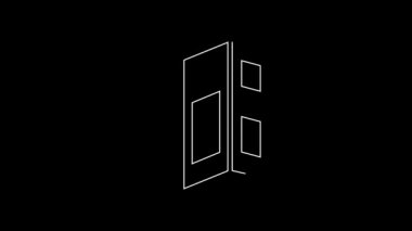 White line Museum guide brochure icon isolated on black background. Exhibition guidebook. Flyer, booklet, leaflet print. 4K Video motion graphic animation.