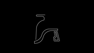 White line Roman army helmet icon isolated on black background. 4K Video motion graphic animation.