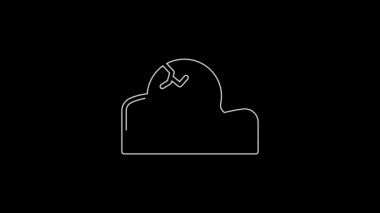 White line Human skull in the ground icon isolated on black background. 4K Video motion graphic animation.