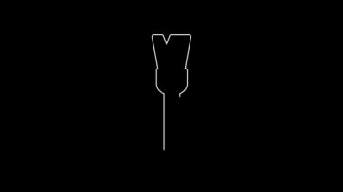 White line Paint brush icon isolated on black background. For the artist or for archaeologists and cleaning during excavations. 4K Video motion graphic animation.