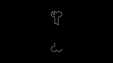 Beyaz çizgi insan kırık kemik ikonu siyah arka planda izole edilmiş. 4K Video hareketli grafik canlandırması.