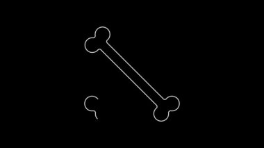 White line Crossed human bones icon isolated on black background. 4K Video motion graphic animation.