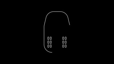 White line Medieval iron helmet for head protection icon isolated on black background. 4K Video motion graphic animation.