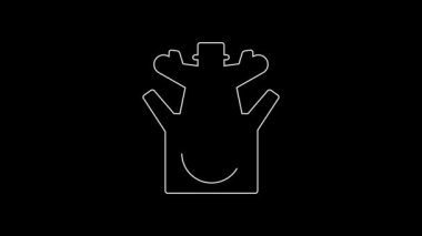 White line Jack in the box toy icon isolated on black background. Jester out of the box. 4K Video motion graphic animation.