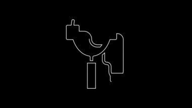 White line Slingshot icon isolated on black background. 4K Video motion graphic animation.
