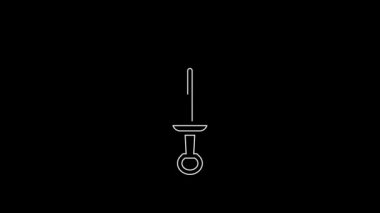 White line Sword toy icon isolated on black background. 4K Video motion graphic animation.
