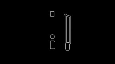 Beyaz çizgi keman simgesi siyah arkaplanda izole edildi. Müzik aleti. 4K Video hareketli grafik canlandırması.