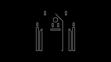 White line Milan Cathedral or Duomo di Milano icon isolated on black background. Famous landmark of Milan, Italy. 4K Video motion graphic animation.