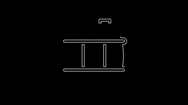 White line Wooden barrel for wine icon isolated on black background. 4K Video motion graphic animation.