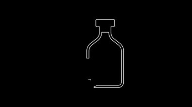 White line Limoncello bottle icon isolated on black background. Bottle of fresh homemade lemonade. 4K Video motion graphic animation.