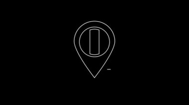 White line Location flag Italy icon isolated on black background. 4K Video motion graphic animation.