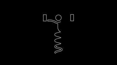White line Wine corkscrew icon isolated on black background. 4K Video motion graphic animation.