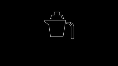 White line Coffee maker moca pot icon isolated on black background. 4K Video motion graphic animation.