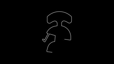 White line Roman army helmet icon isolated on black background. 4K Video motion graphic animation.