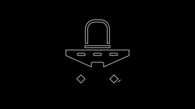 Beyaz çizgi çanta simgesi siyah arkaplanda izole edildi. Kadın el çantası işareti. Glamour günlük bagaj sembolü. 4K Video hareketli grafik canlandırması.