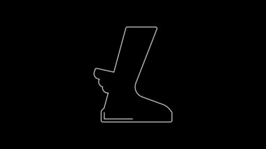 White line Hermes sandal icon isolated on black background. Ancient greek god Hermes. Running shoe with wings. 4K Video motion graphic animation.