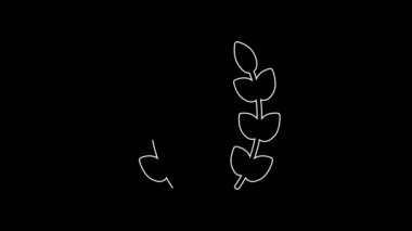 White line Laurel wreath icon isolated on black background. Triumph symbol. 4K Video motion graphic animation.