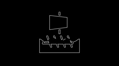 White line Ancient Greek trireme icon isolated on black background. 4K Video motion graphic animation.