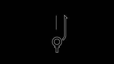 Beyaz çizgi Neptün Trident simgesi siyah arkaplanda izole edildi. 4K Video hareketli grafik canlandırması.