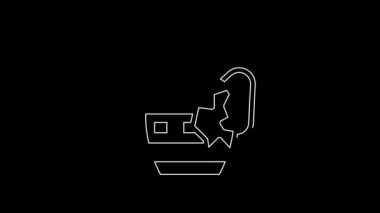 White line Broken ancient amphorae icon isolated on black background. 4K Video motion graphic animation.