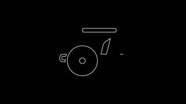 White line Ancient Greece chariot icon isolated on black background. 4K Video motion graphic animation.