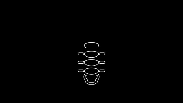 White Line Centipede Insect Icon Isolated Black Background Video Motion — Vídeo de stock