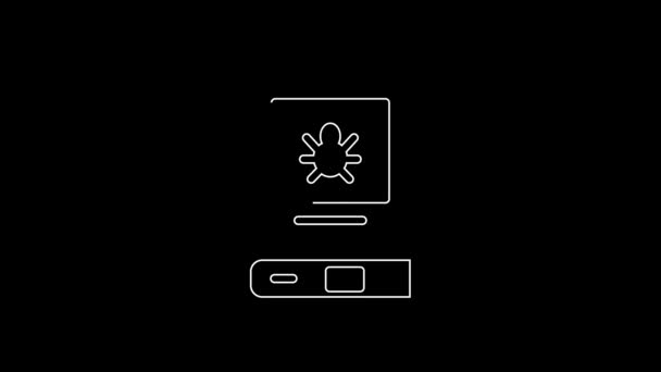 White Line Book Insect Icon Isolated Black Background Video Motion — Vídeo de stock