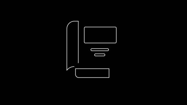 White Line History Book Icon Isolated Black Background Video Motion — Vídeos de Stock