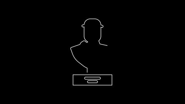 White Line Ancient Bust Sculpture Icon Isolated Black Background Video — Stock video