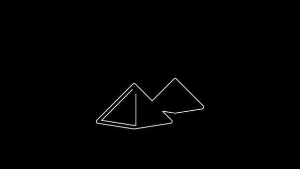 Witte Lijn Egypte Piramides Pictogram Geïsoleerd Zwarte Achtergrond Symbool Van — Stockvideo