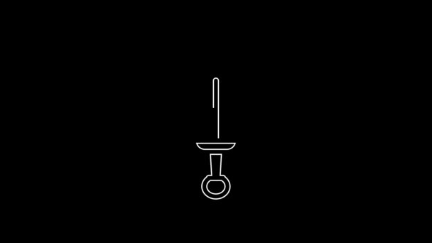 White Line Sword Toy Icon Isolated Black Background Video Motion — 비디오