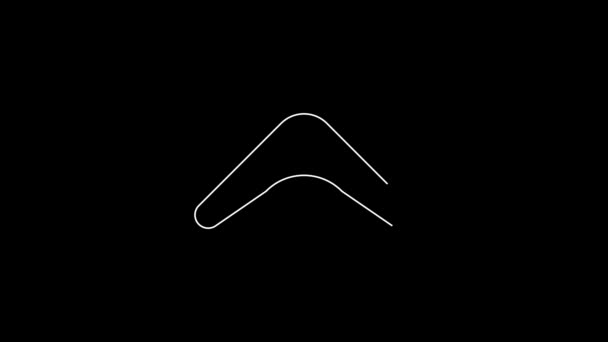 White Line Boomerang Icon Isolated Black Background Video Motion Graphic — Stock videók