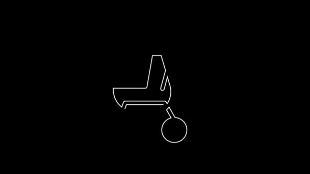 Witte Lijn Baby Wandelwagen Pictogram Geïsoleerd Zwarte Achtergrond Kinderwagen Buggy — Stockvideo