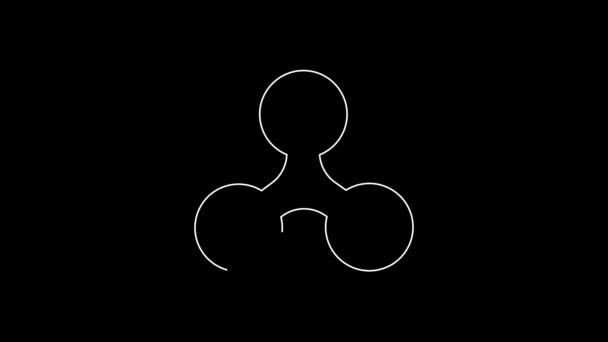 White Line Fidget Spinner Icon Isolated Black Background Stress Relieving — 图库视频影像