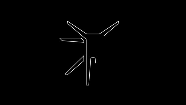 White Line Vitruvian Man Leonardo Vinci Icon Isolated Black Background — Stockvideo