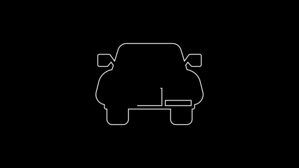 白色线汽车图标隔离在黑色背景上 4K视频运动图形动画 — 图库视频影像