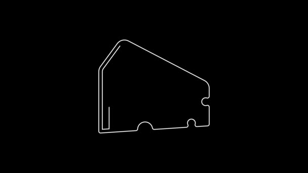 Weiße Linie Käse Symbol Isoliert Auf Schwarzem Hintergrund Video Motion — Stockvideo