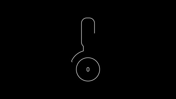 白线比萨图标孤立在黑色背景 披萨刀的标志 钢制厨房用具 4K视频运动图形动画 — 图库视频影像