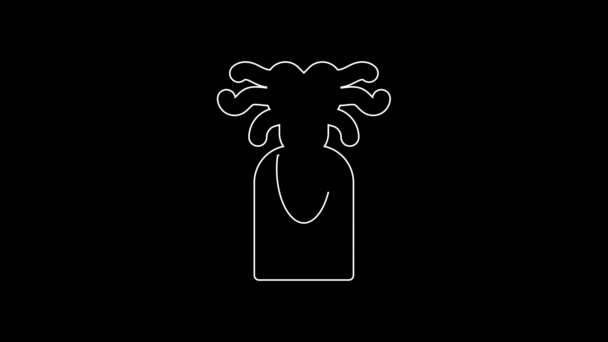 White Line Medusa Gorgon Head Snakes Greek Icon Isolated Black — Video Stock