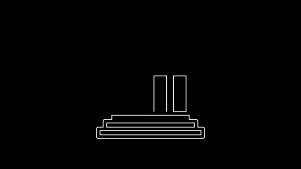 Белая Линия Парфенон Афин Акрополь Греция Икона Изолированы Черном Фоне — стоковое видео
