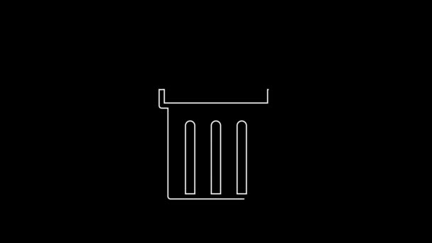 White Line Ancient Column Icon Isolated Black Background Video Motion — Wideo stockowe