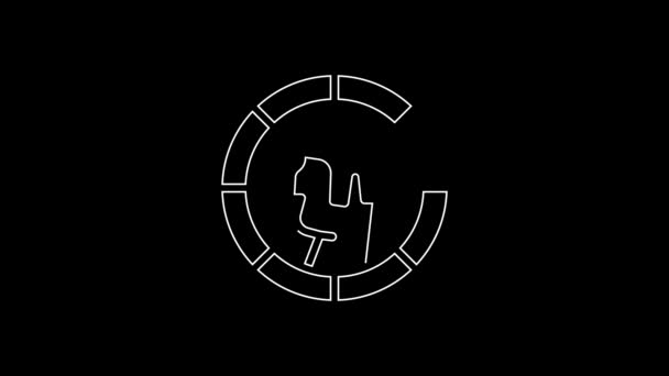 White Line Ancient Greek Coin Icon Isolated Black Background Video — Stockvideo