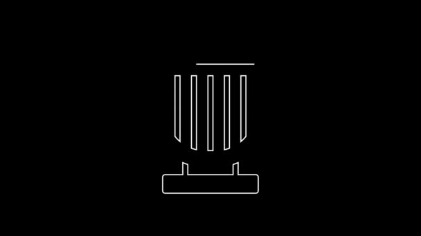 White Line Ancient Greek Lyre Icon Isolated Black Background Classical — Stock videók