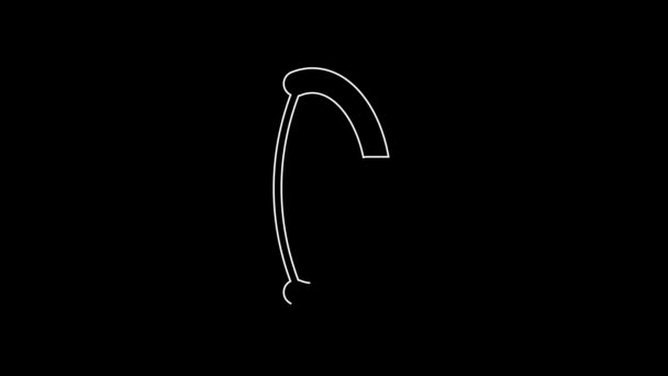 White Line Medieval Bow Icon Isolated Black Background Medieval Weapon — Vídeo de Stock