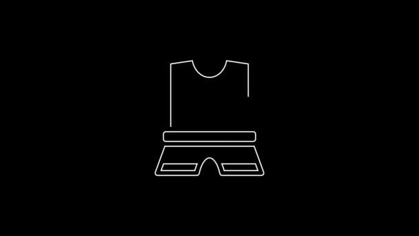 White Line Body Armor Icon Isolated Black Background Video Motion — Vídeo de stock