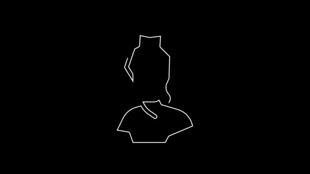 White Line Ancient Bust Sculpture Icon Isolated Black Background Video — Stock video