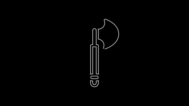 White Line Medieval Axe Icon Isolated Black Background Battle Axe — 图库视频影像