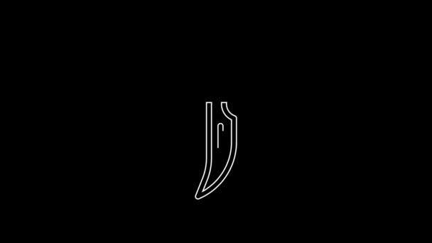 White Line Dagger Icon Isolated Black Background Knife Icon Sword — Stock Video